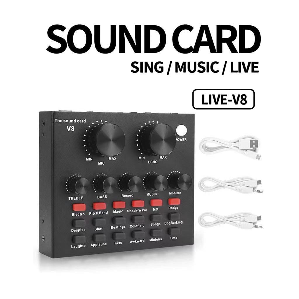 V8 Sound Card Live Singing Software Supported Sound Card Set Hear Your Voice Effectively for Live Broadcast Sound
