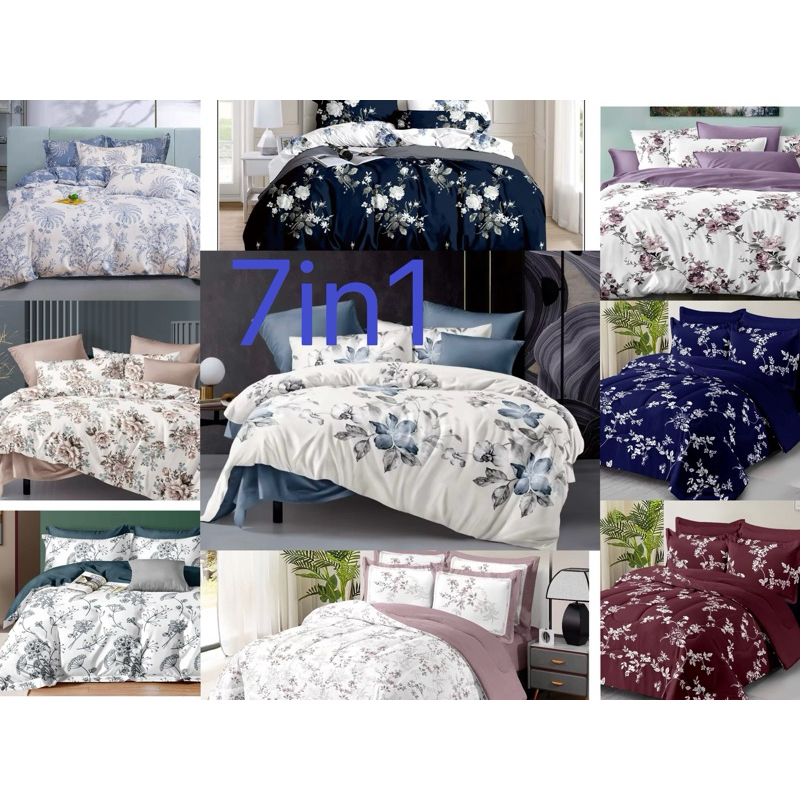 7 IN 1 SET CADAR WITH COMFORTER QUEEN fit KING SAIZ 100% Selimut Tebal Comforter. cadar getah keliling