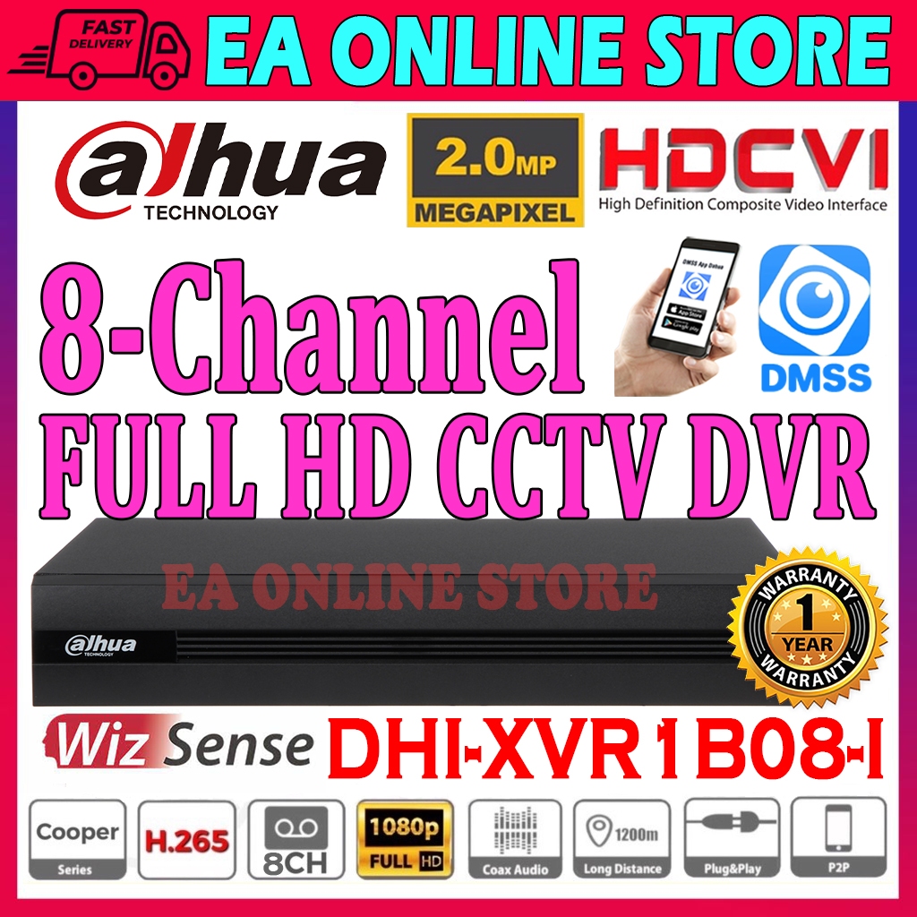 Dahua CCTV 2.0MP 8-Channel Full HD 2MP 1080P 8ch DVR Recorder XVR1B08-I P2P connect View On Phone android apple iphone