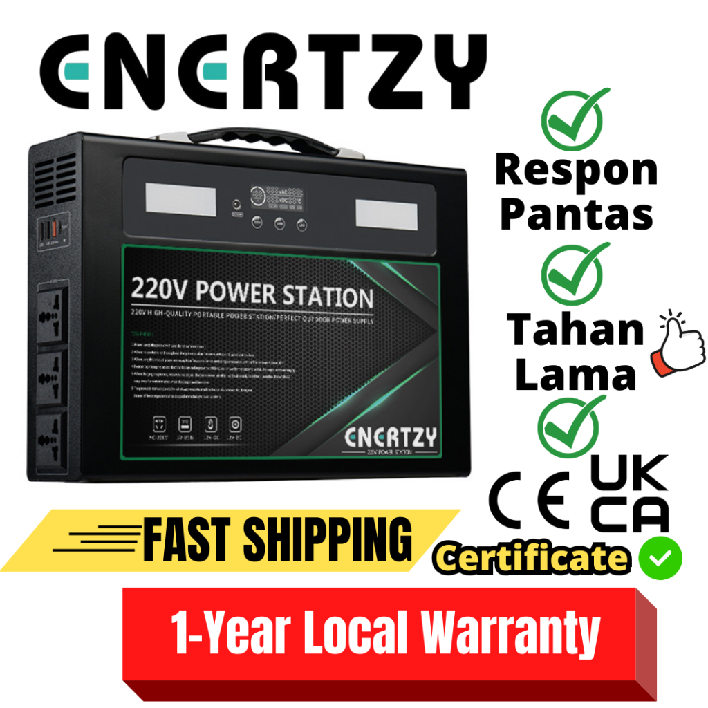 ENERTZY Portable Power Station 350W/650W/1000W AC 220V Output Emergency Power Supply Solar Powerbank Generator Inverter