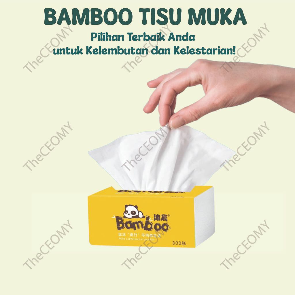 Bamboo Tissue /Soft Facial Tissue 4ply 300sheet Tisu Muka Make up Remover Towel Towel