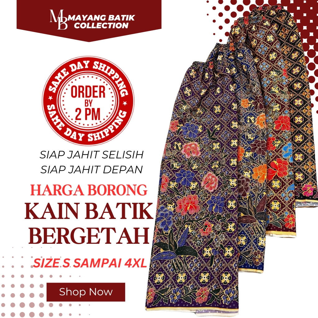 Kain Berpantang Bergetah / Kain Batik Instant / Confinement Sarong /Kain Batik Sarong Siap Getah Pinggang [1081 - 1084]