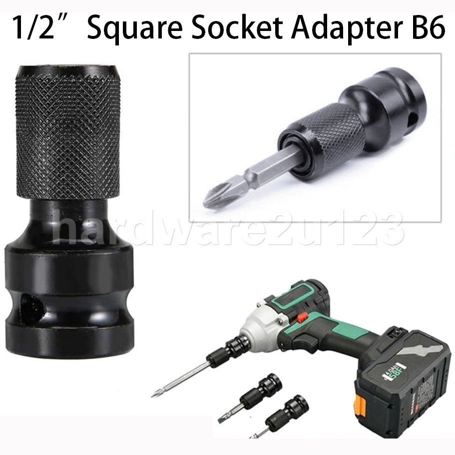 1/2 inch Square To 1/4 inch Hex Ratchet Socket Wrench Socket Adapter Spanner Set Drive Converter Impact Tool