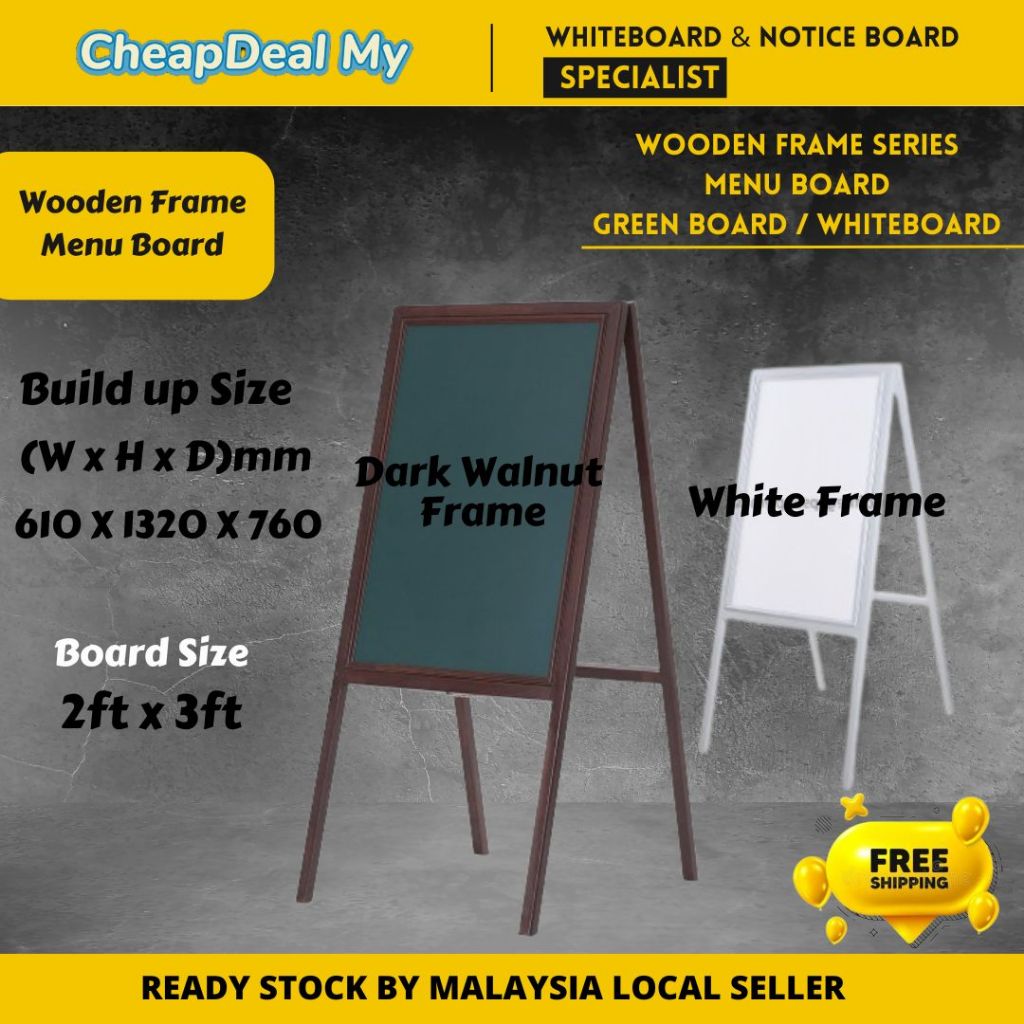 Menu board wooden, classic , economy menu board (whiteboard, green board, black board available)