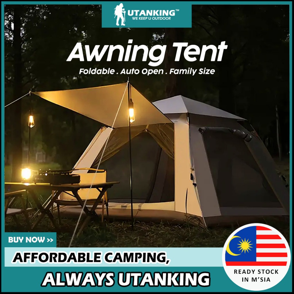 UtanKing™ Quality Large Family Tent UV Awning Camping Tent 2 Door Automatic Pop Up Auto Tents Khemah