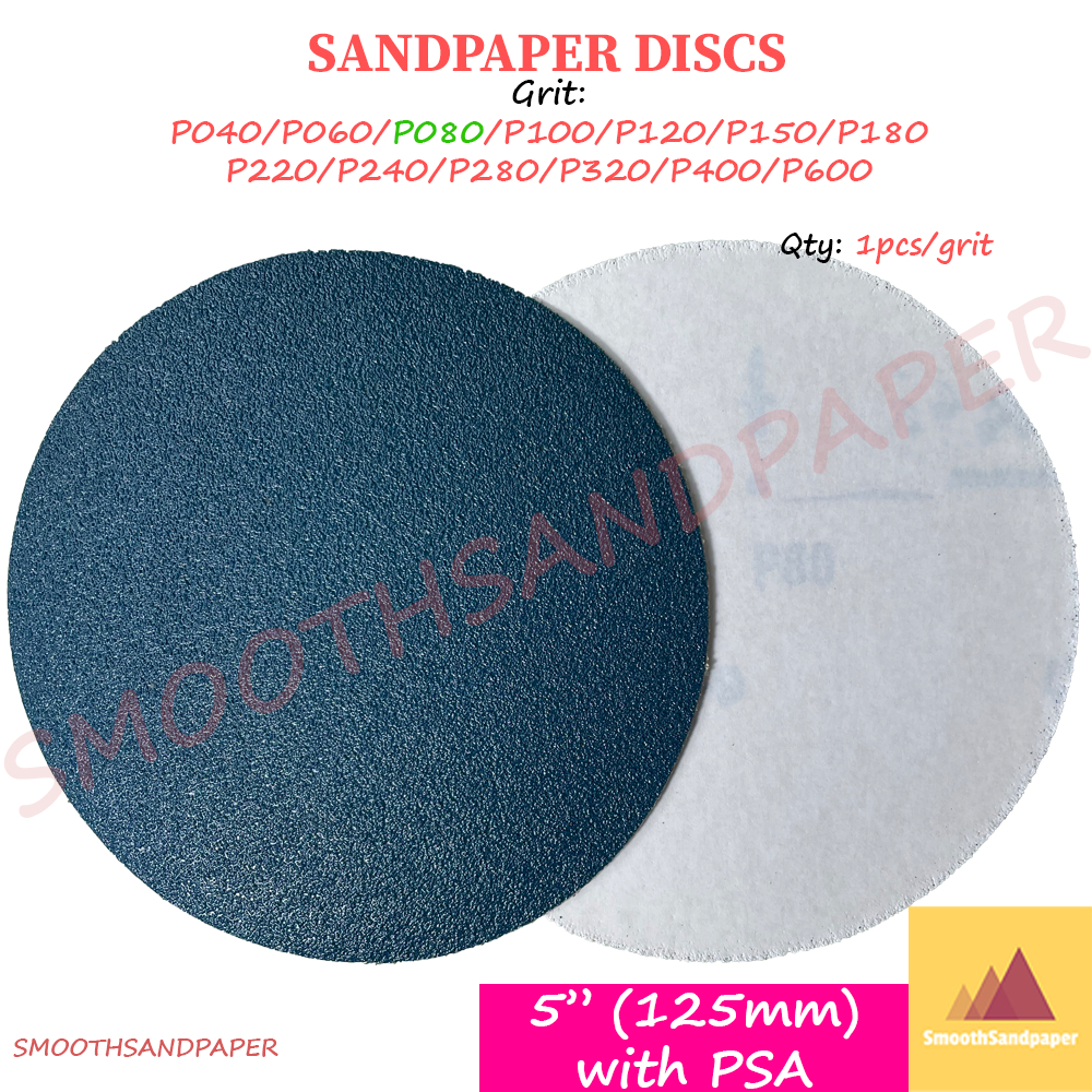 5" (125mm) Kertas Pasir Bulat (Hijau + PELEKAT) Abrasive Green Sandpaper Discs Aluminium Oxide (PSA) 砂纸背胶圆盘 image 8