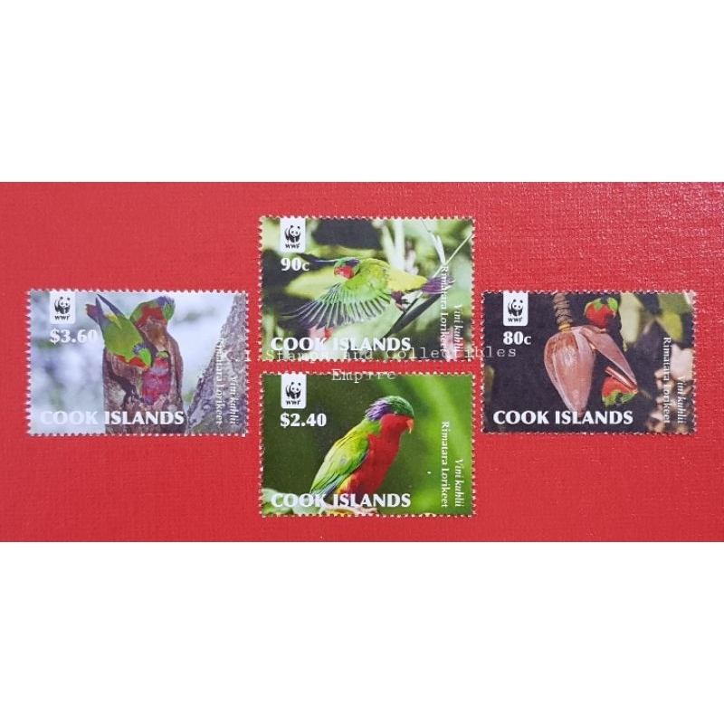 2010 COOK ISLAND WWF Endangered Species Birds Rimatara Lorikeet Vini kuhlii Mint Set of 4v Stamps MNH