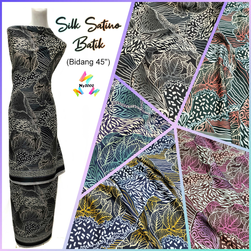 Kain Pasang Batik Moden Silk Satino Exclusive (Bidang 45") / Kain Batik Baju Guru Kumpulan Lelaki Perempuan Sekolah