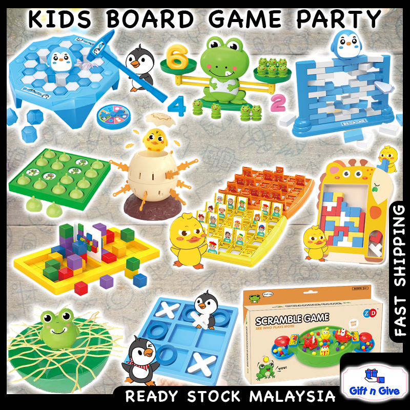 Kids Board Game Party Family Tabletop Games Educational Toy Duck Frog Penguin Trap Guess Who Is It Tetris Memory Balance