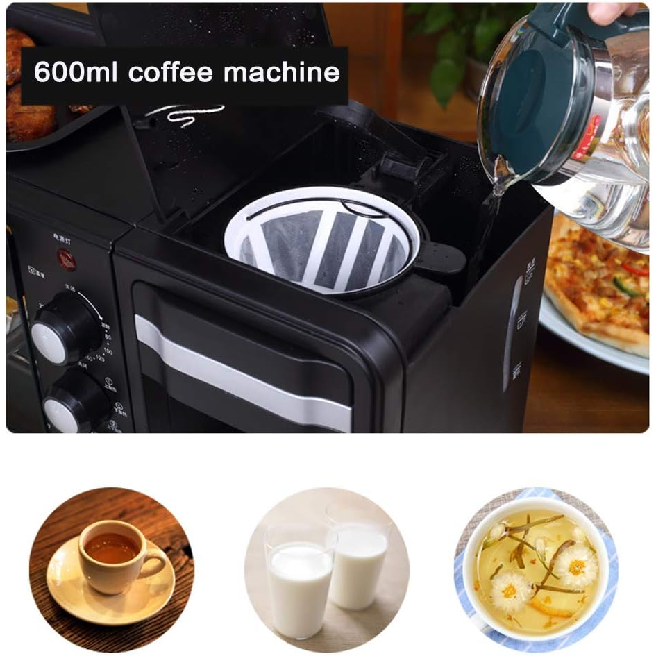 3-IN-1 MULTIFUNCTION BREAKFAST MAKER electric Breakfast Machine Coffee maker frying pan mini oven Microwave Bread Maker