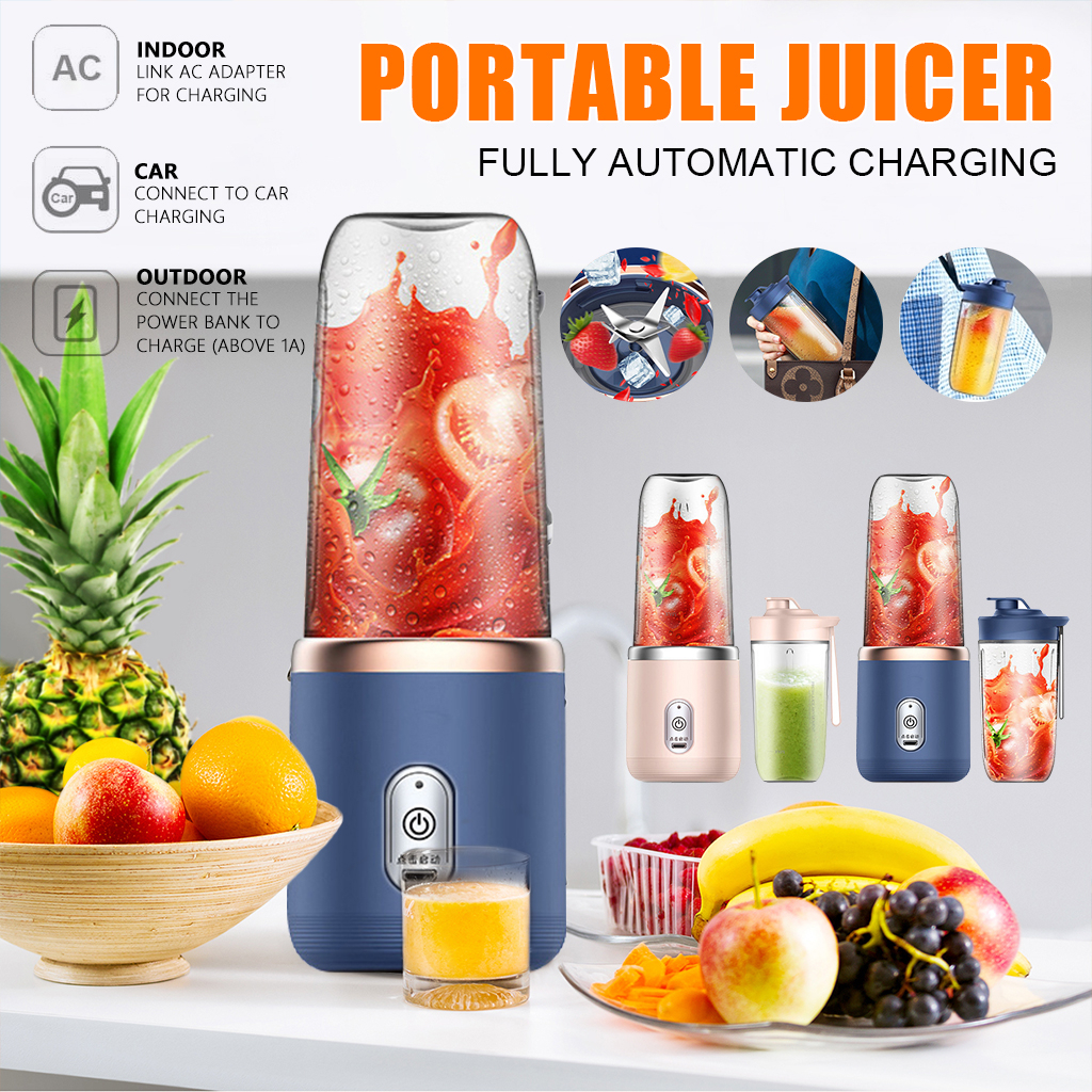 Fruit Juicer Blender Electric Wireless Portable Juice Blender Juicer USB Charging 6 Blade Juice Mixer [Gift Juice Cup]