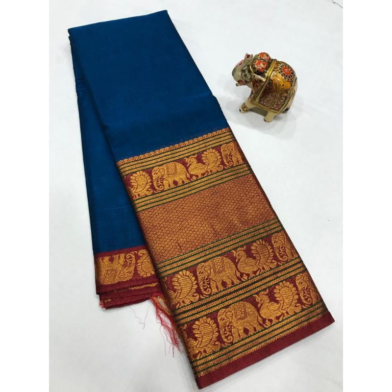 handloom Kanchi cotton big border saree