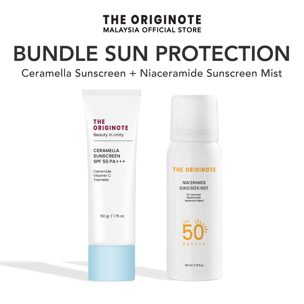 The Originote Bundle Sun Protection - Ceramella Sunscreen SPF 50 PA+++ and Niaceramide Sunscreen Mist SPF 50+++++