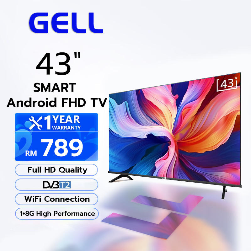 GELL/Sakura Smart TV 43 Inch NEW 40/43 Inch Smart LED TV FHD Android TV Built-In YouTube/Netflix/MYTV