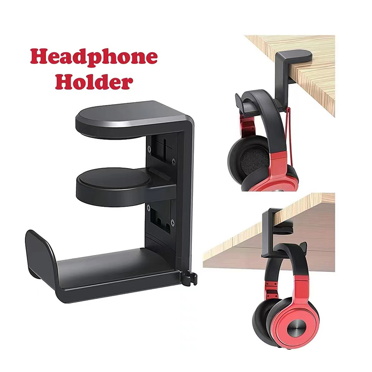 JX-030 Universal Headphone Headset Stand 360" PC Gaming Table Desk Clamp Earphone Hook Stand Bracket Stand Holder Rack