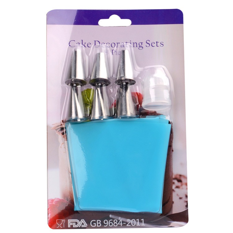 6pcs Stainless Steel Nozzle Silicone Piping Bag Icing Piping Nozzle cake derator decoration Pastry Bags 裱花头转换器裱花袋套装含裱花袋
