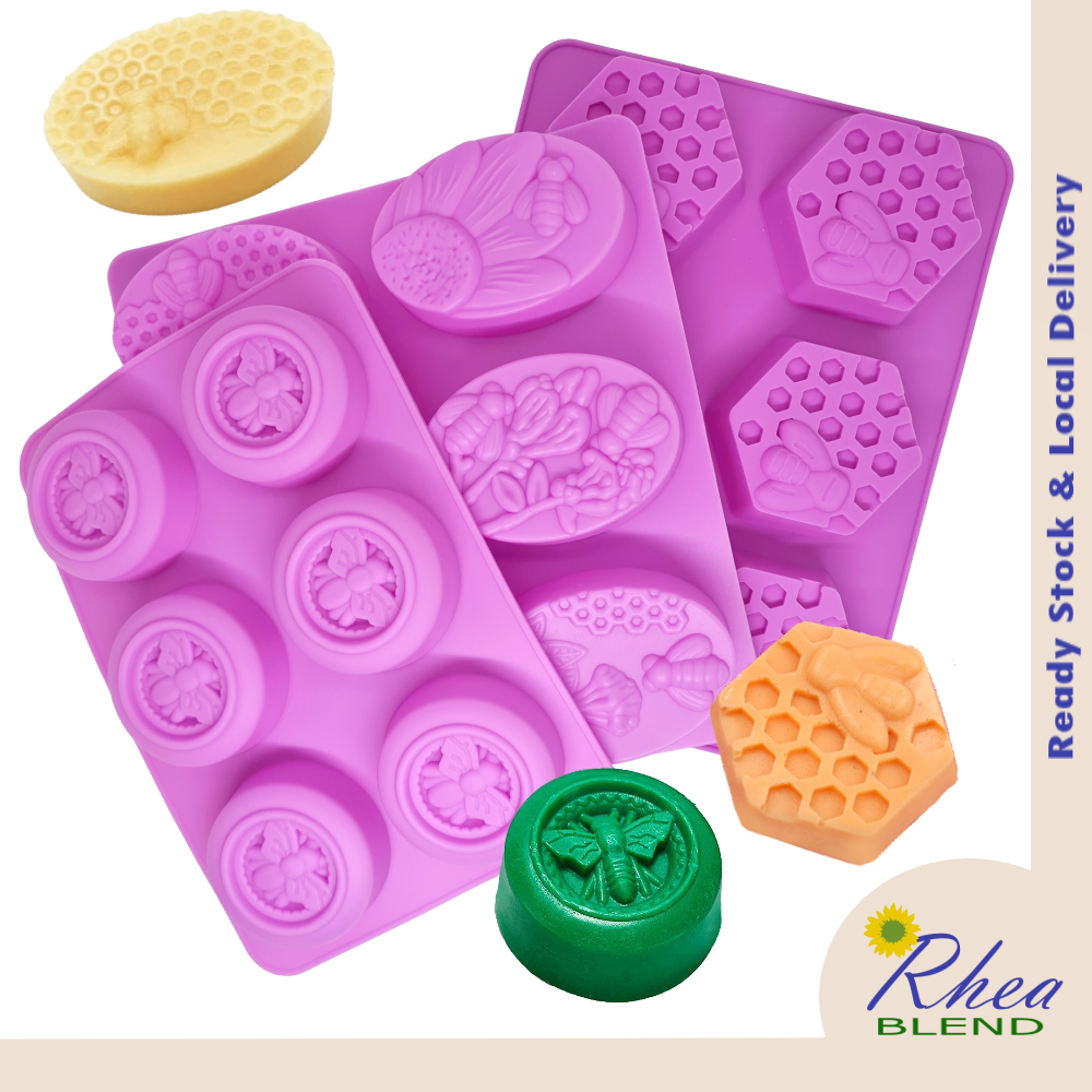 Honeycomb Honey Bee Silicone Mold Soap Mould 6 Cavity Soap Jelly Clay Cake Candle Gift Acuan Sabun Lebah Sarang Kek