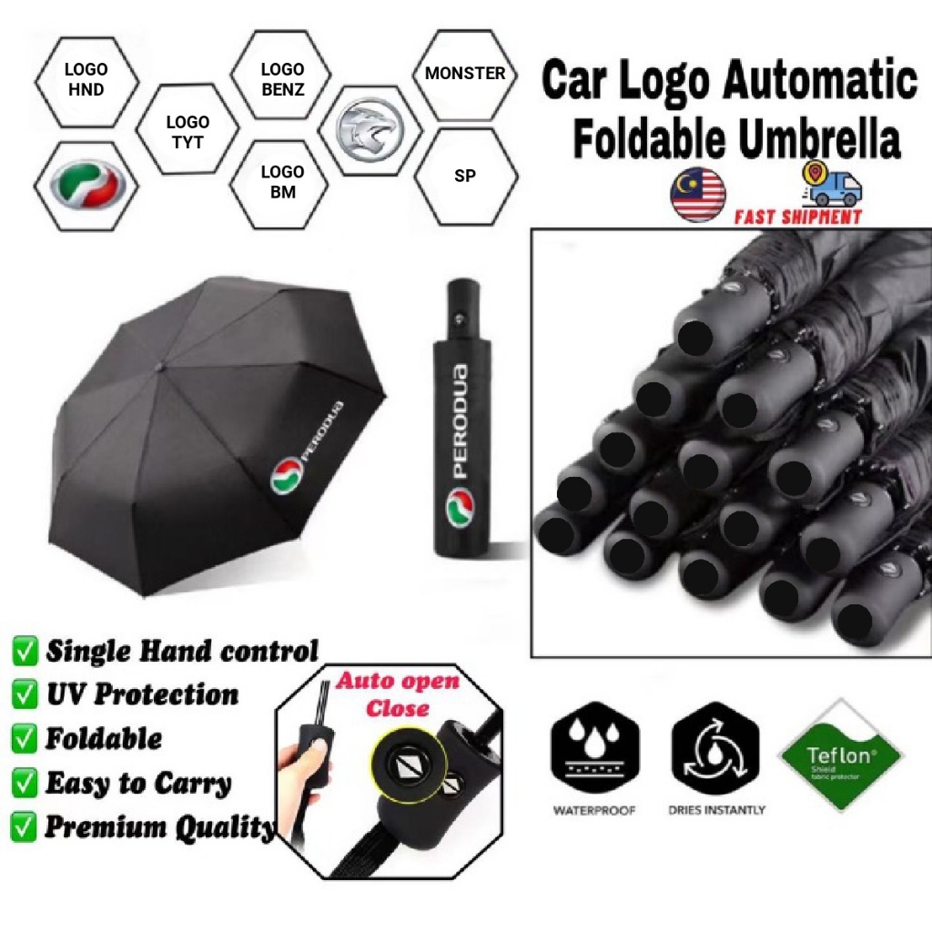 Car Automatic Foldable Umbrella One Button Windproof Vented Umbrella Payung Kereta Proton Perodua Toyota Honda myvi alza