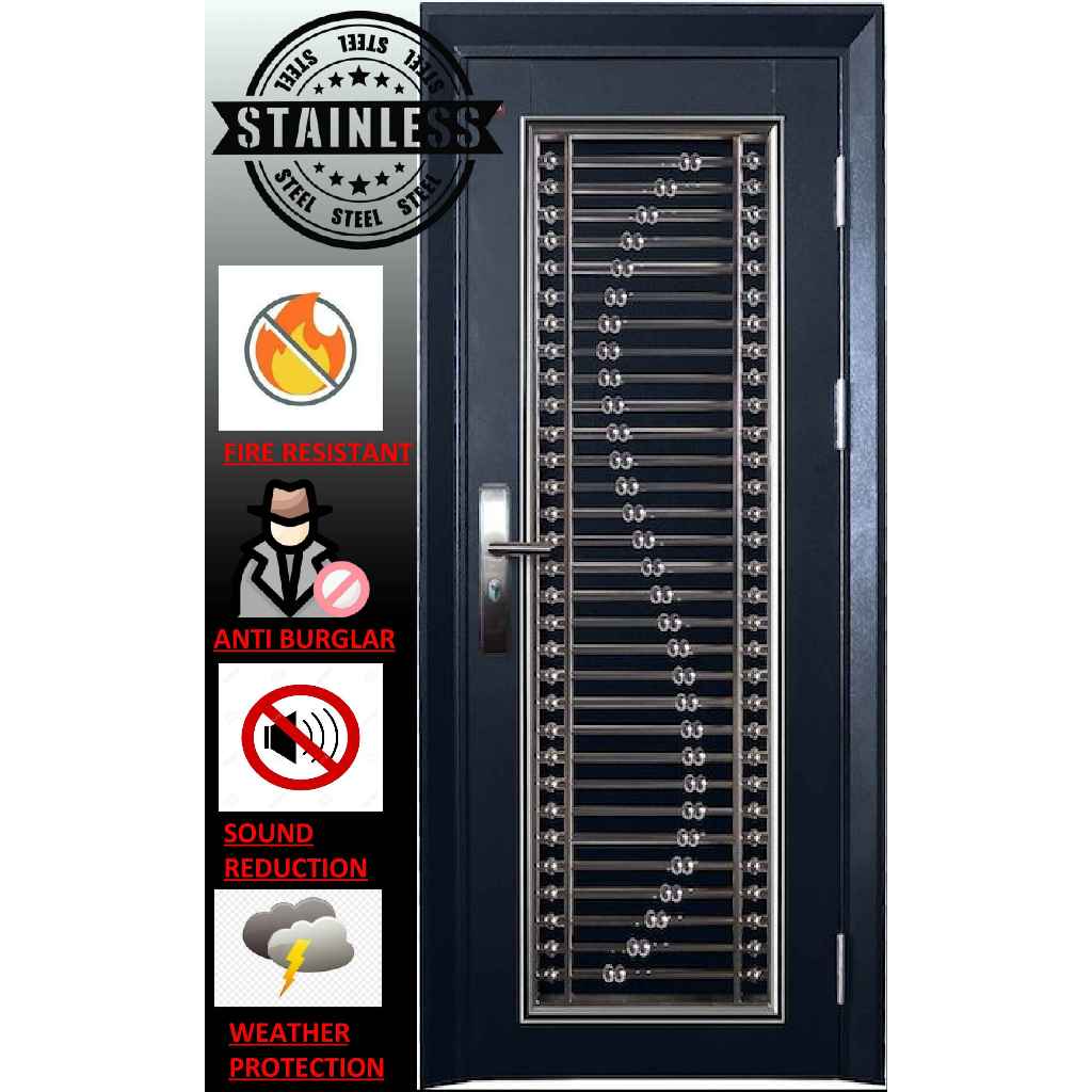 (PINTU KESELAMATAN) All in One Security door #Lowest price RM1399 ( OPEN OUTSIDE ONLY)