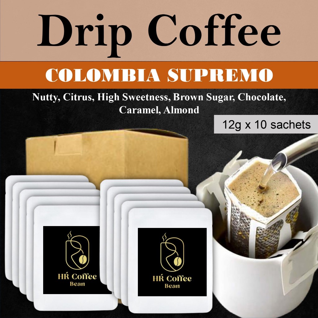 HRCOFFEEBEAN - Coffee Drip Bag (Colombia Supremo) Premium Arabica Coffee / Filter Coffee / Coffee Bag / Kopi