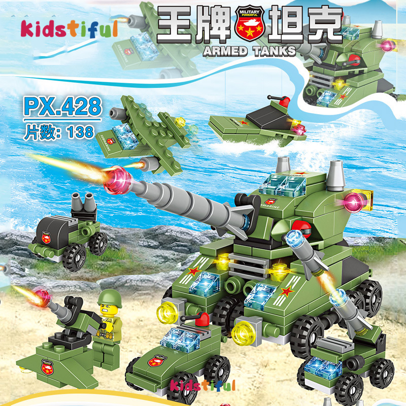 6 IN 1 Tank Police Building Blocks Educational for Kids Toys SWAT Bricks Model Toys for Boys