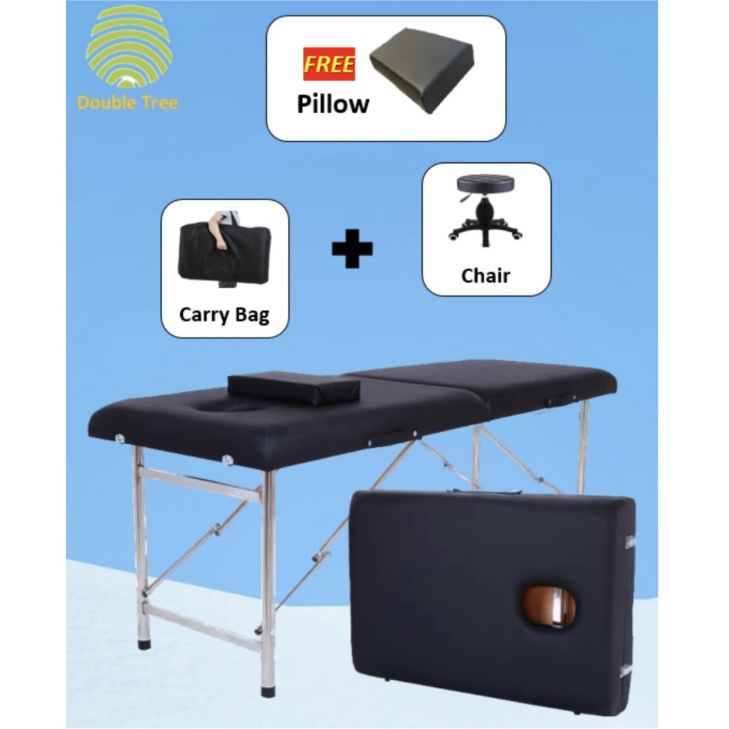 (foc pillow) carry bed, Foldable Massage Bed, Portable Facial Bed, Beauty Bed折叠按摩床+加固双横梁(Malaysia Stock)