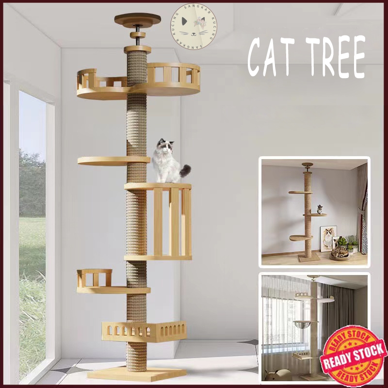 Premium Large Cat Tree House Wood Cat Condo Bed Scratcher House Cat Tower Hammock Cat Climbing Cat Scratcher House