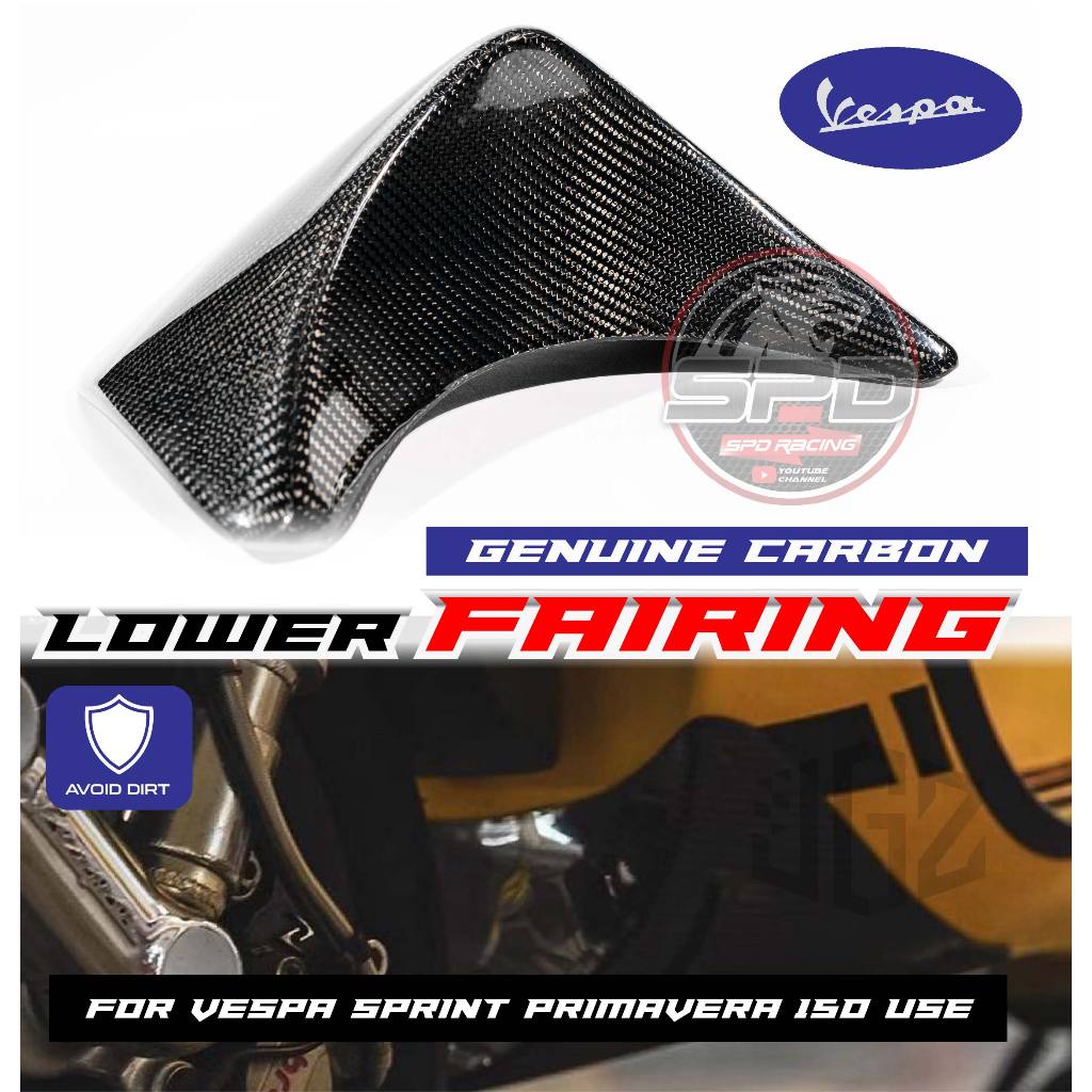 Motorcycle Real Carbon Front Lower Chin Spoiler Fairing Cover Protector for VESPA SPRINT PRIMAVERA 150 2013 - 2022 2023