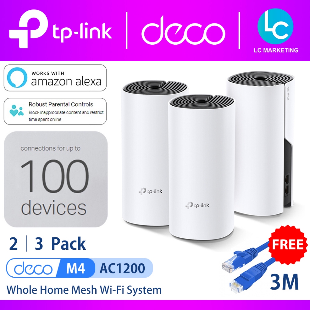 TP-Link Deco M4 (2 Pack) AC1200 Dual Band Whole Home Wireless Mesh WiFi  Router System