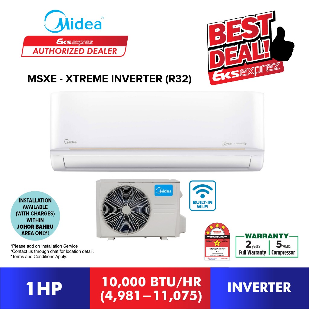 [Built-in WIFI] Midea Xtreme Inverter Aircond MSXE-10CRDN8/ MSXE-13CRDN8/ MSXE-18CRDN8/MSXE-25CRDN8 -1HP/1.5HP/2HP/2.5HP