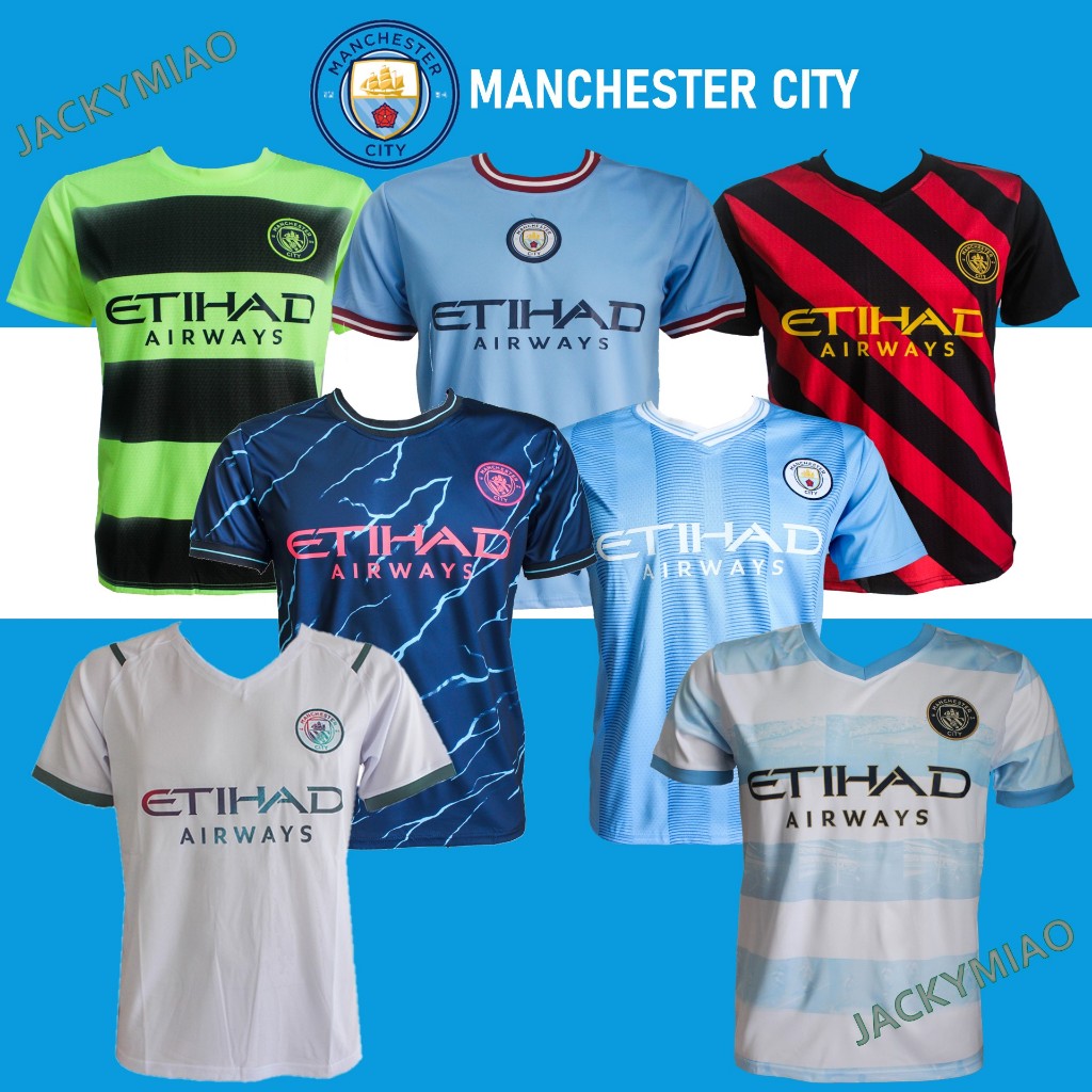 MANCHESTER CITY (MC) - MEN WOMEN UNISEX FOOTBALL CLUB JERSEY (BAJU JERSI LOGO SULAM LENGAN PENDEK BOLA SEPAK)