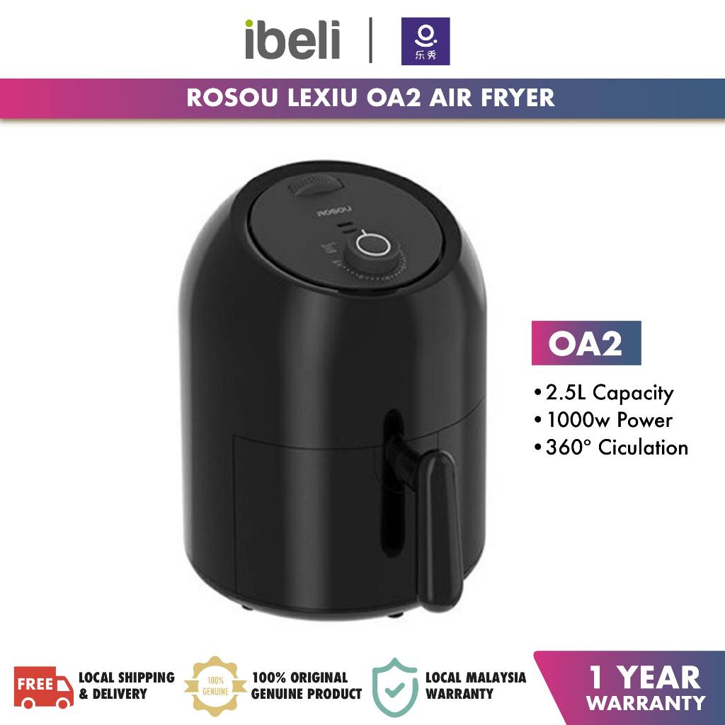 [Clearance] Mijia Youpin x Rosou Lexiu OA2 2.5L Air Fryer 360°C Hot Air Recirculation Roasting Non-Sticky Pan