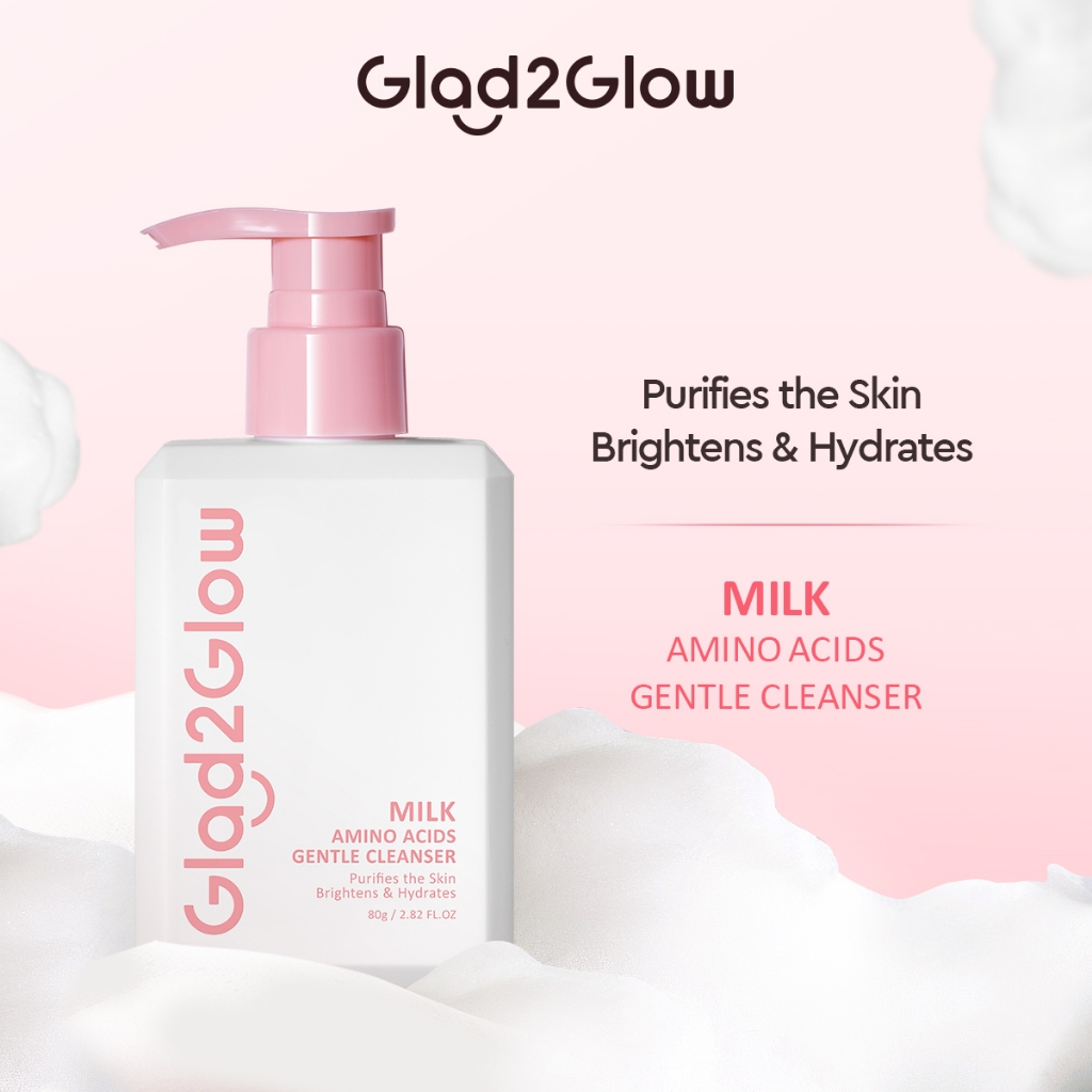 Glad2Glow Milk Amino Acid Gentle Cleanser Face Wash 80ml pencuci muka skincare sabun muka facial wash cleansing oil acne