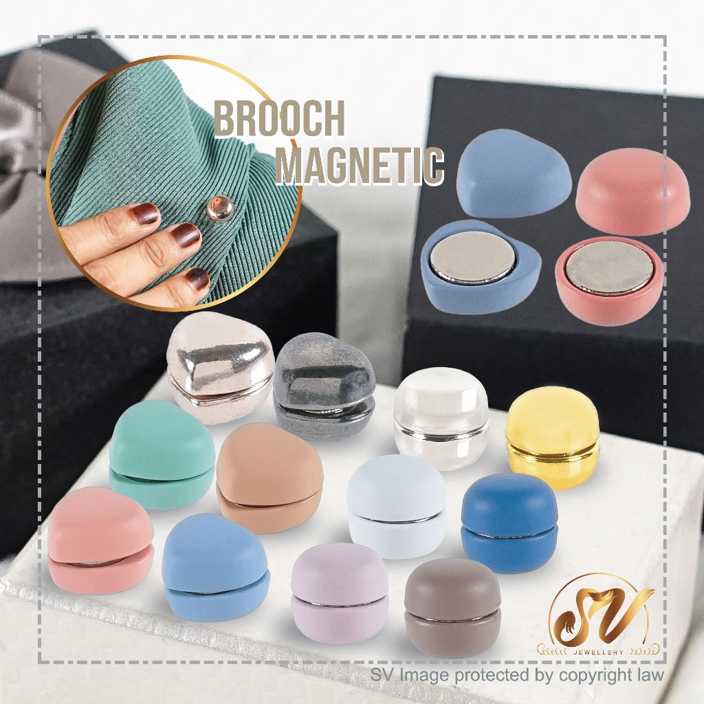 Magnet Brooch Scarf Kerongsang Tudung Magnet Safety Strong Magnetic Hijab Pin Women Fashion Jewellery For Bawal Shawl