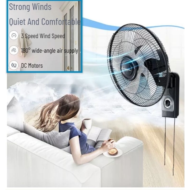 [Ready stock]Wall Fan 16 inch 5 Blades/ Kipas Dinding wall-mounte three-speed Household Electric Fan