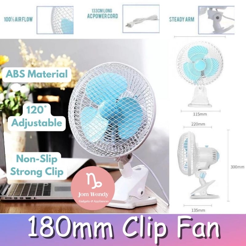 ~READY STOCK~ 3in1 Clip Fan180MM 20W Strong Wind POWERFUL PORTABLE FAN ADJUSTABLE TABLE FAN CLIP FAN & 3 FAN BLADES