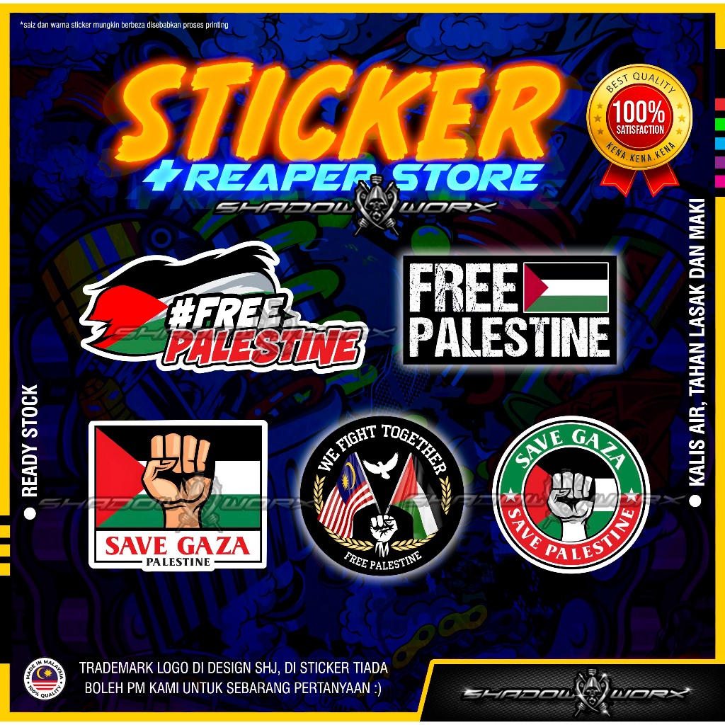 STICKER FREE PALESTINE / SAVE GAZA / SAVE PALESTINE / PERCUMA PALESTINE