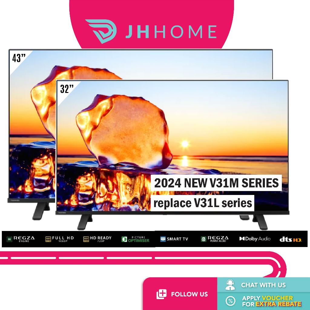[2024 NEW] Toshiba 43" Direct LED Smart TV 1080P Full HD Wi-Fi Television 43V31MP | 32" 32V31MP Replace 43V31LP