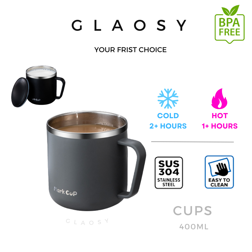 MARK CUP Cute Tumbler 304 Stainless Steel Thermos Cup Mug Bottle Coffee Flask Botol Air Tahan Sejuk Panas Bekas 保温壶 咖啡杯