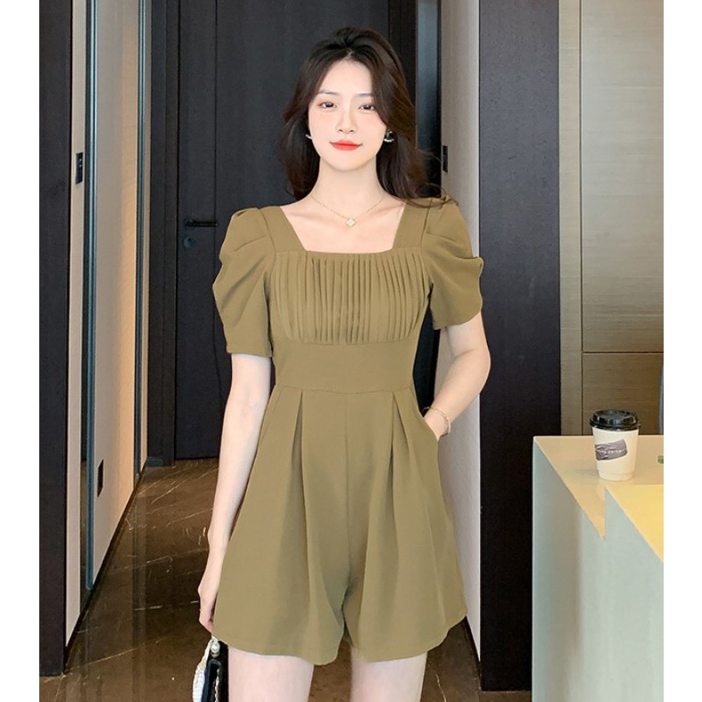 SK5754  -S to XL M'SIA Ready Stock Women Short Sleeve Casual Jumpsuit Casual Romper  钉珠高腰减龄显瘦气质连体衣裤