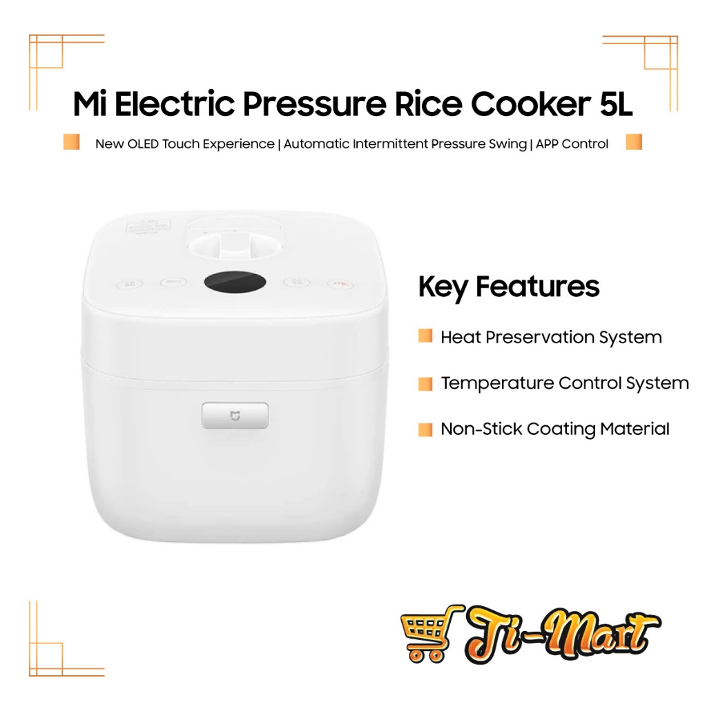 Xiaomi Mijia Smart Adjustable Piezoelectric Pressure Cooker 5L [1100W Electric Rice Cooker Mijia APP Function OLED]