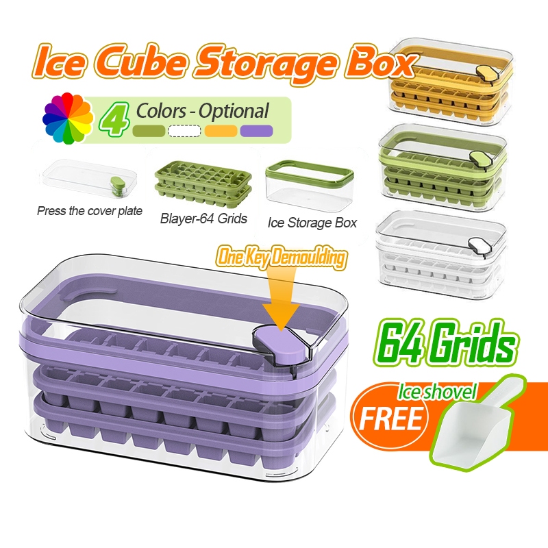 64grid Double Deck Silicone  New ICE Cube Maker Mould, ICE Cube Tray with Top Cover Model Ice Rig 硅胶模型冰具