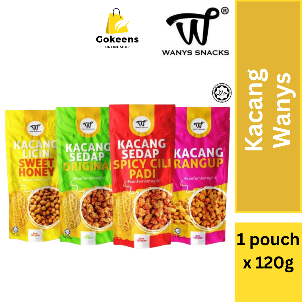 Kacang Sedap Wanys 120g in pouch Original, Sweet Honey, Rangup, Spicy