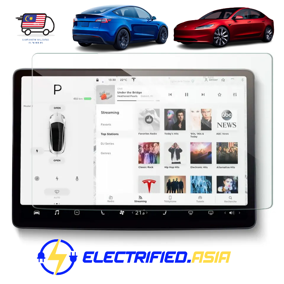 Upgraded 2024 Tesla Model 3 Highland / Model Y Clear Tempered Glass Screen Protector Full Coverage