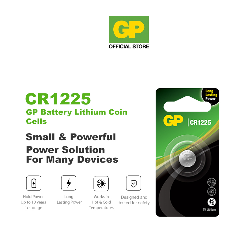 GP Lithium Coin Cells Battery CR1225 [ Card of 1s ] (DL1225 ECR1225 BR1225 KCR1225 LM1225 5020LC L30)