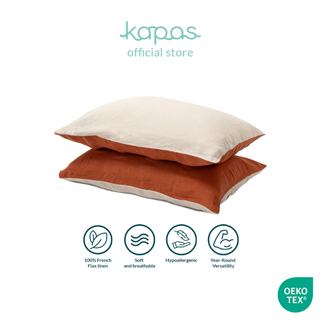 KAPAS LIVING | Pillowcase | 100% French Linen | Standard & King Size (Pillow Sham) | 2 Pcs