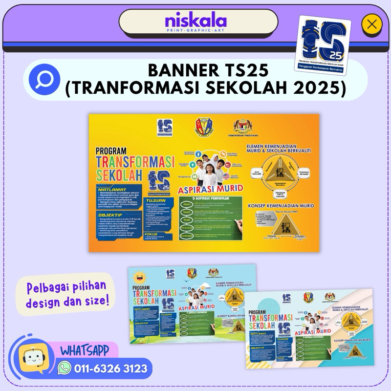 [TS25] BANNER INFOGRAFIK TS25 | Program Transformasi Sekolah 2025 | Boleh ubahsuai saiz dan logo