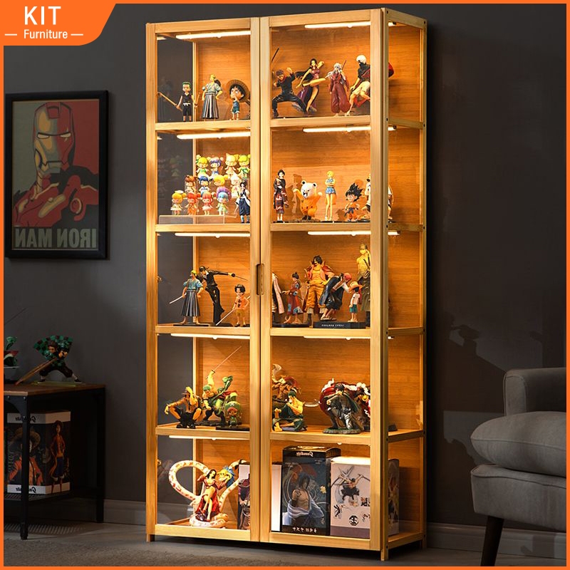 2024 Display Cabinet Storage Box 2 Door Open Transparent Glass Acrylic Showcase Home Storage Cabinet Hand-Made Cabinet