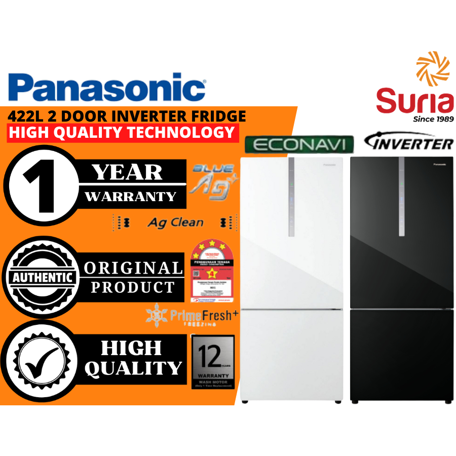 (Free Delivery)Panasonic 422L 2-Door Bottom Freezer Refrigerator 2 Pintu Peti Ais NR-BX421WGWM NR-BX421WGKM