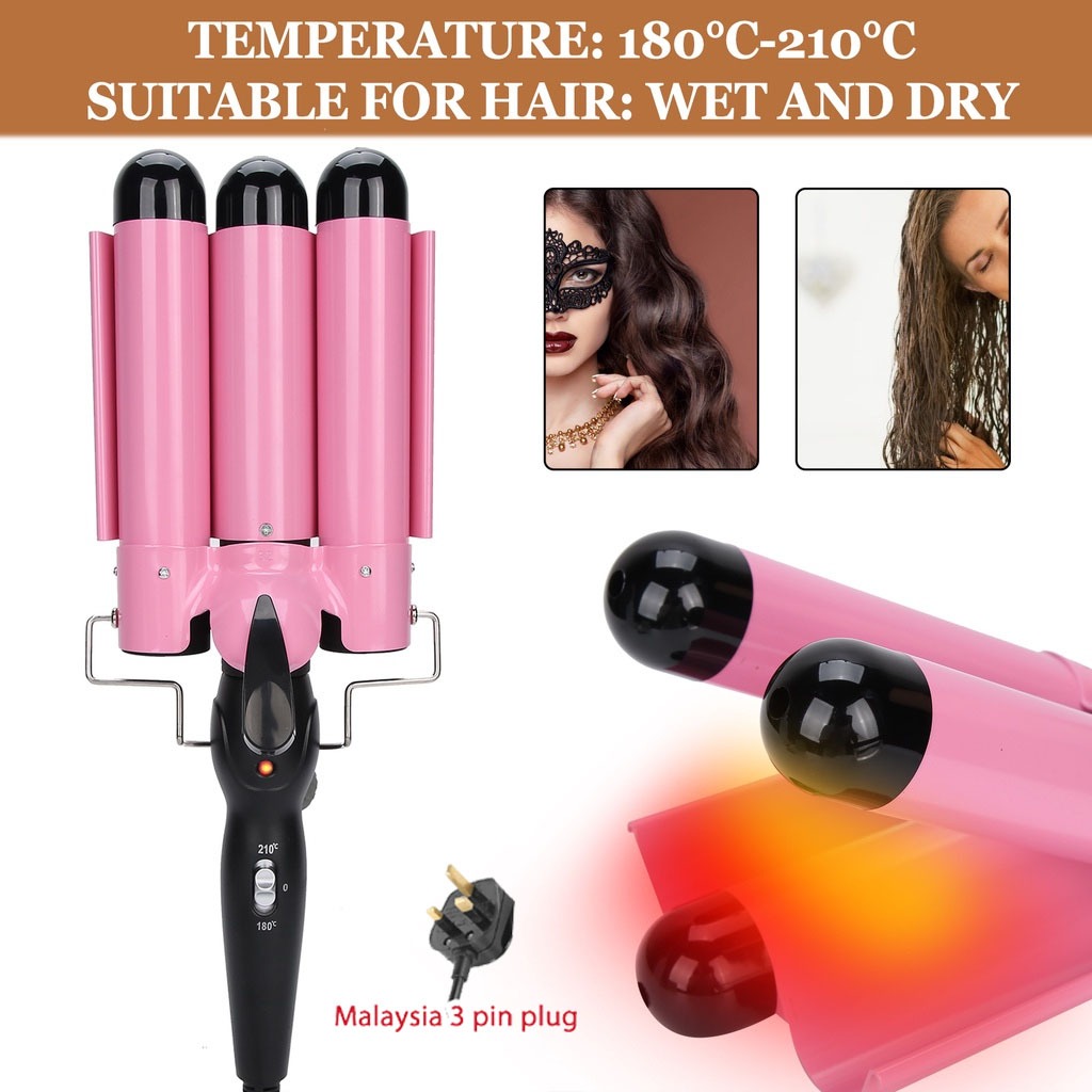 3 Barrel Digital Hair Curler Iron 22mm Ceramic Temperature Adjustable Triple Pipe Hair Curler Curling Iron Styling Tool